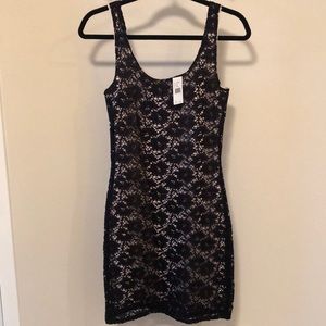 Lace Black and Tan bodycon dress